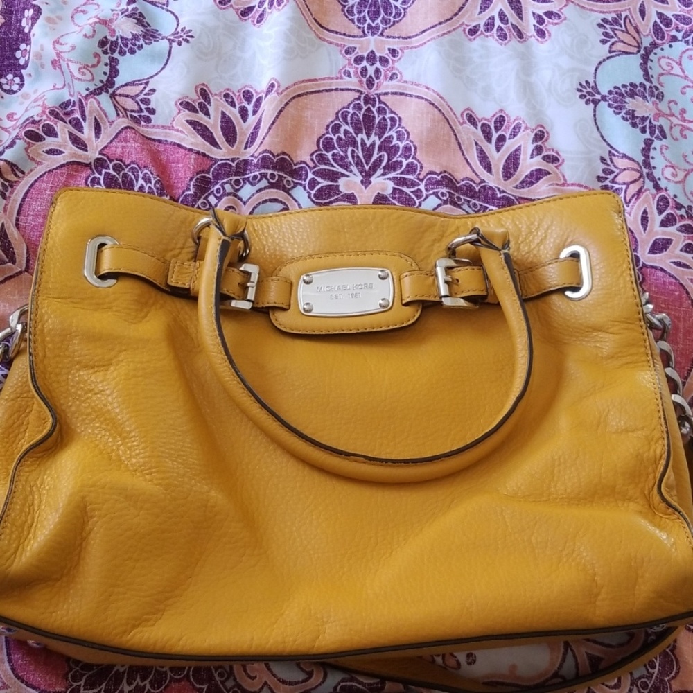 Mustard yellow michael kors handbag